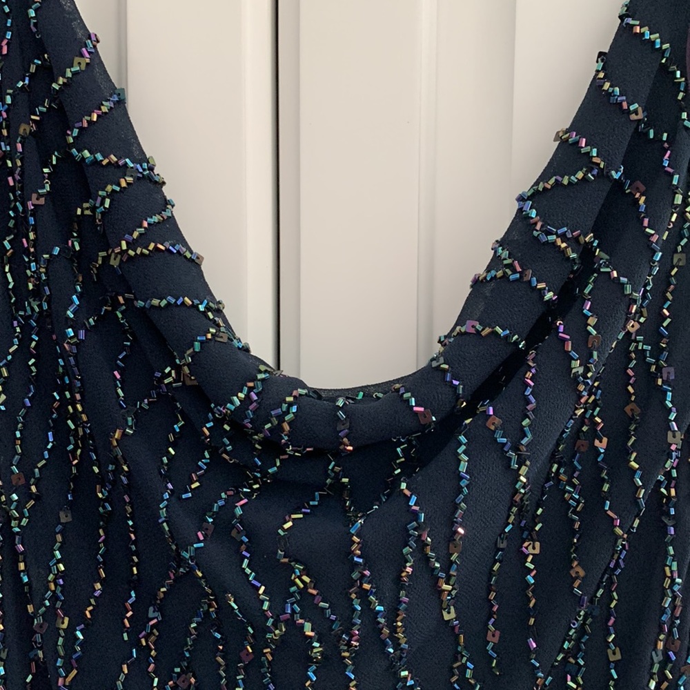 J Kara midi high-low formal sequence dress